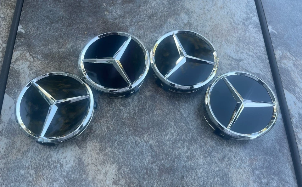 Комплект из 4 центральных колпаков обода колеса 75 мм колпаки колес для Mercedes-Benz AMG черный венок - Изображение 3 из 4