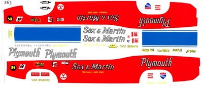 Sox & Martin Plymouth Barracuda NHRA Drag Decals 1/25th - 1/24th Scale Decals