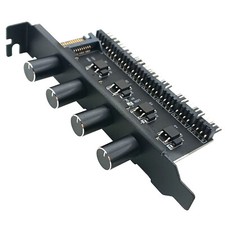 PC Fan Speed Controller 8 Channel 4pin 3pin Splitter 4 Knob PCIe Slot SATA Power
