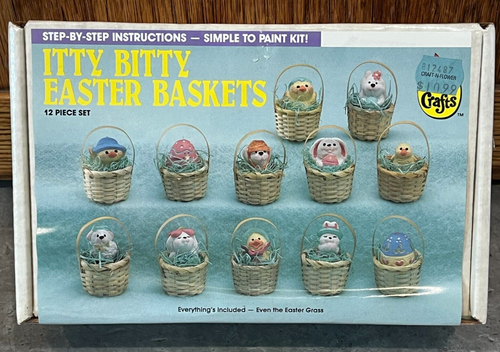 Vtg Wee Crafts 12PC Itty Bitty EASTER BASKETS Paint KIT Accents Unlimited SEALED