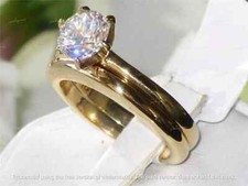 2Ct Round Lab-Created Diamond Wedding Bridal Ring Set 14k Yellow Gold Plated