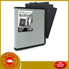 8x10 Photo Album Book Silver Art Portfolio Binder 24 Pockets for 8 x 10 Picture