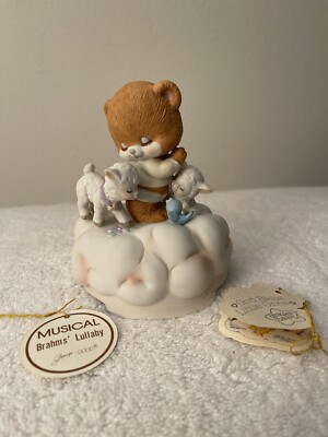George Good Music Box  God Bless Little Ones  Prayer Bear. Bear With Lambs
