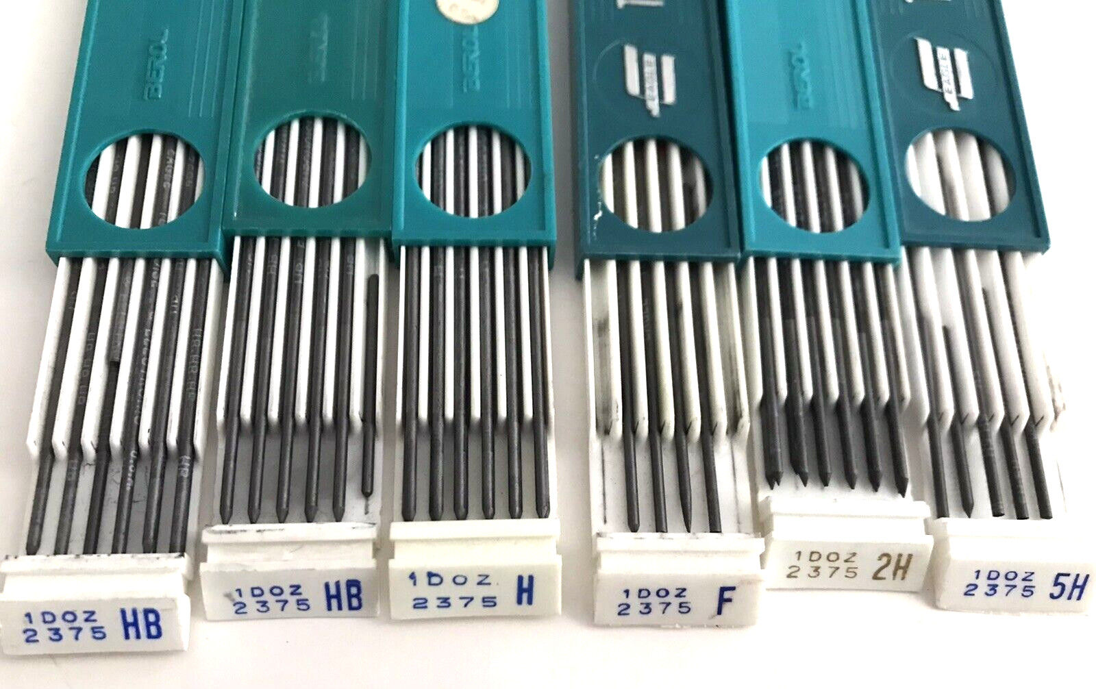 BEROL EAGLE TURQUOISE Drawing Clutch Pencil Lead Lot-6 Cases HB F 2H 5H VINTAGE