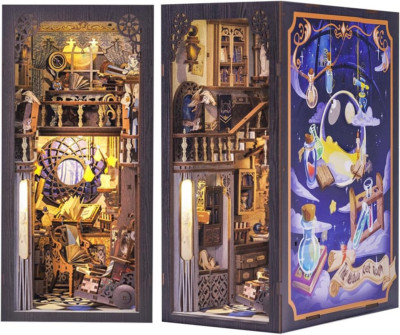 Fsolis DIY Book Nook Kit, the Nebula Rest Room Puppenhaus Miniatur Haus Kit Mit 