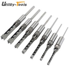 7Pcs Square Hole Drill Woodworking Square Hole Tenon High Speed Steel Chisel Bit