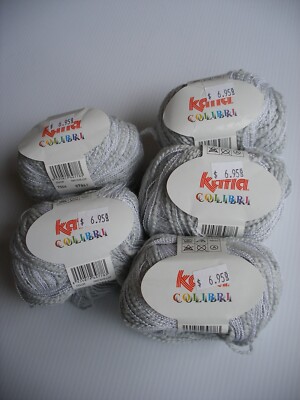 5 balls Katia Colibri Yarn Color 7554 Dove Gray Cotton Blend Dye Lot 07941