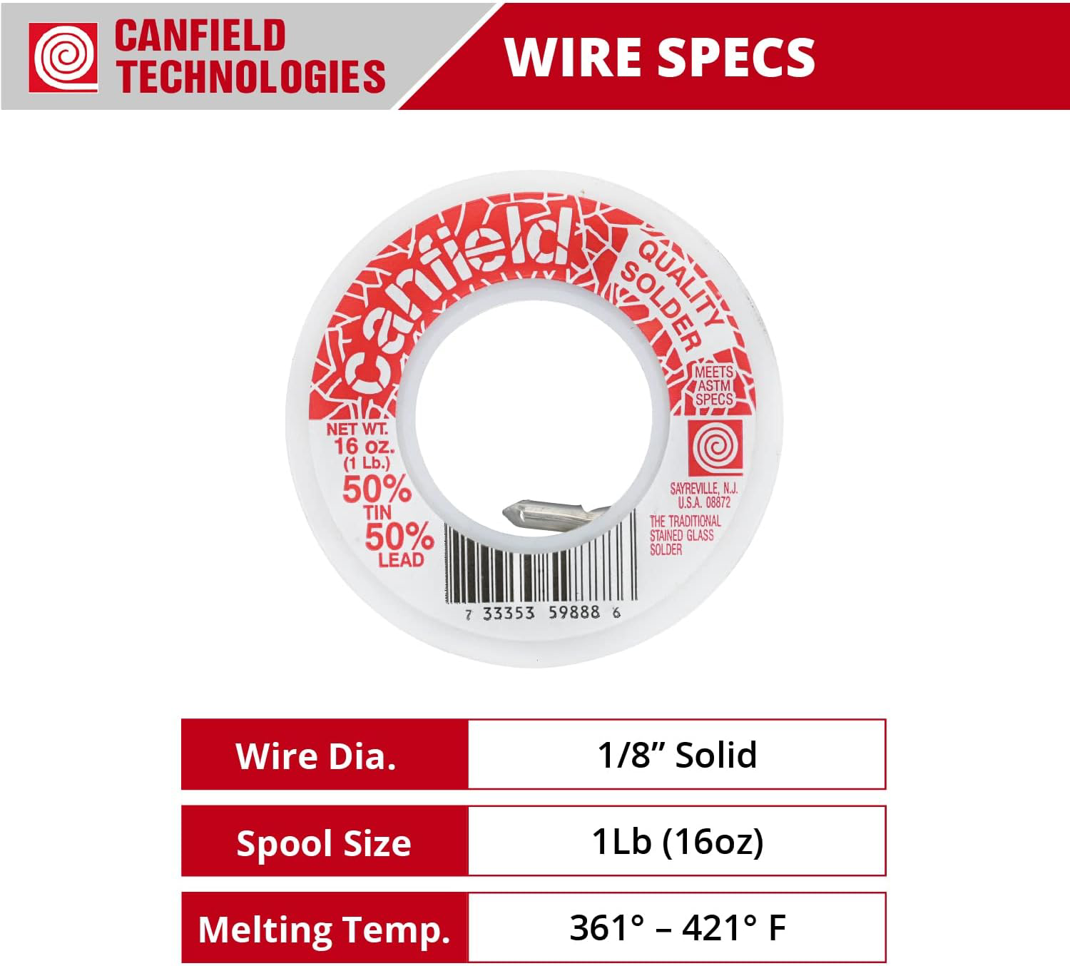 Canfield 50/50 solder for stained glass 1 Lb Spool eBay
