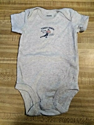 Carter's Baby Boy Size 3 Months 100% Cotton S/S Gray Touch Down Bodysuit