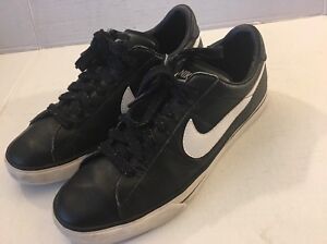 nike black leather tennis shoes