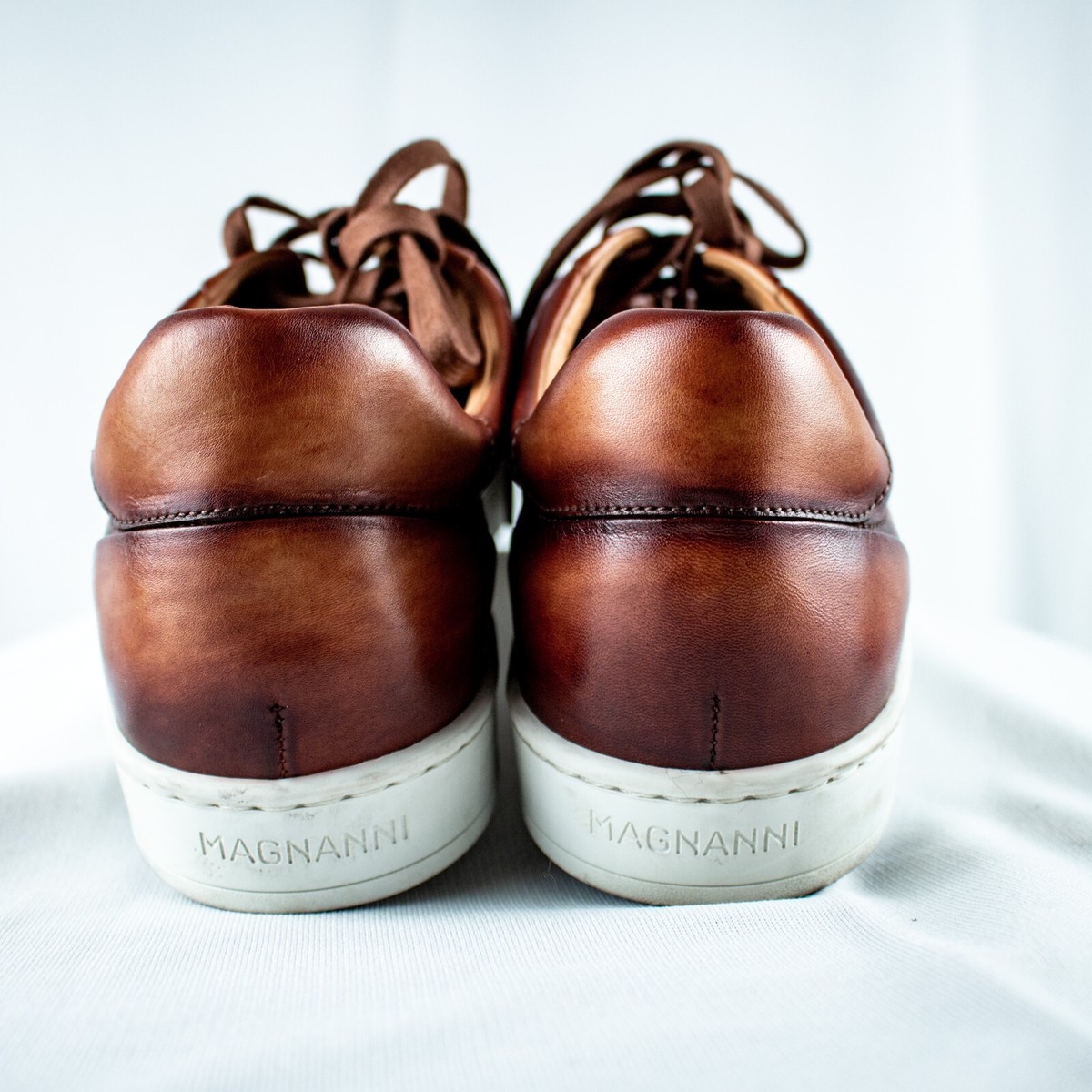 MAGNANNI ELONSO Cognac Brown Walnut Solid Low Top Men Casual  display picture 1