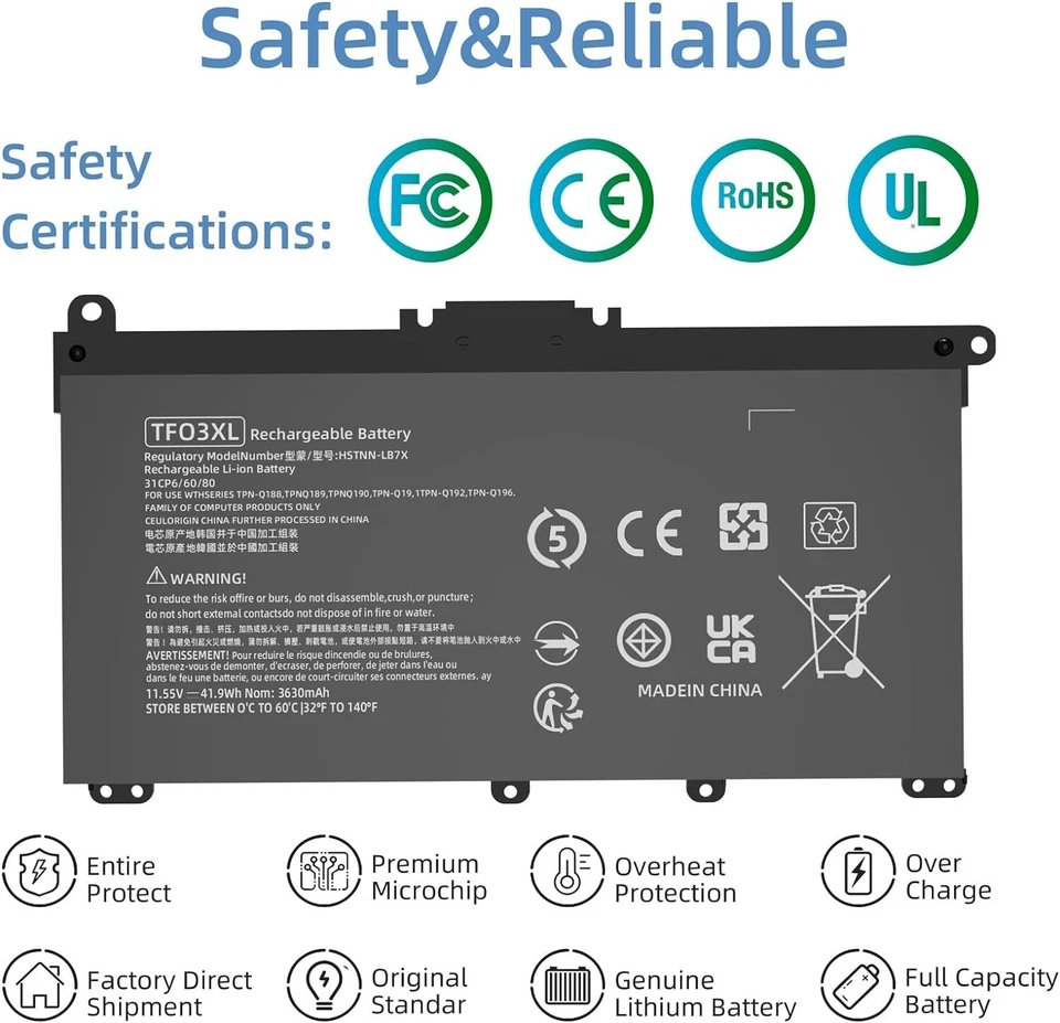 TF03XL Laptop Battery For HP X360 Convertible 14-BF 14-BK 14-CD 14M-CD Pavilion - Image 4 of 4