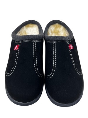 Spenco Mens Supreme Slide Slipper Black Herringbone Wool Upper Size 8D