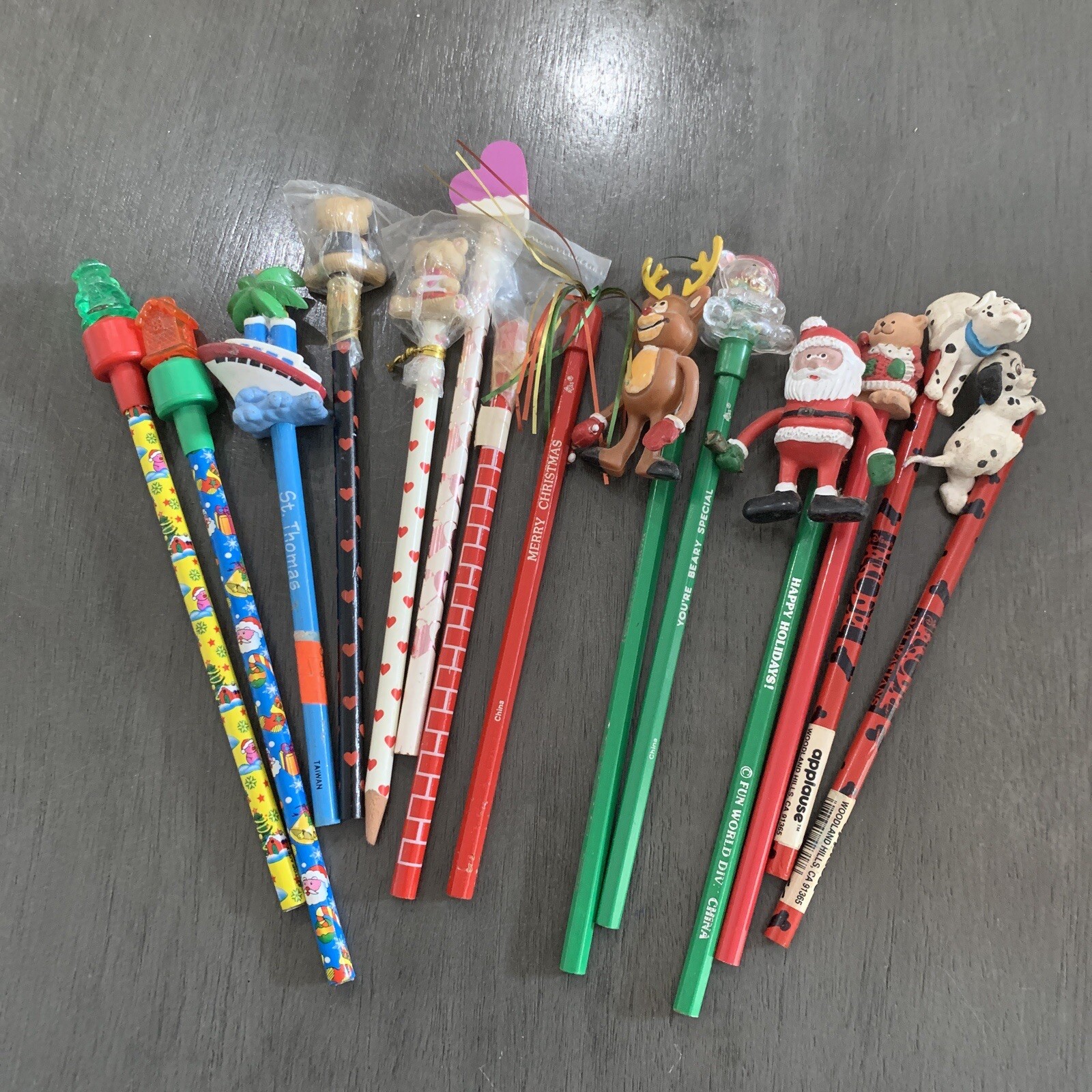 Vintage Disney Russ Applause Pencils Lot of 14 with Fun Toppers-image