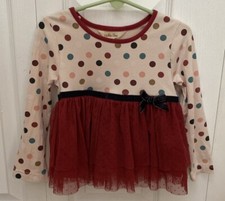 Matilda Jane Ronnie Girls Polka Dot Shirt Top with Tulle Ruffle Size 2