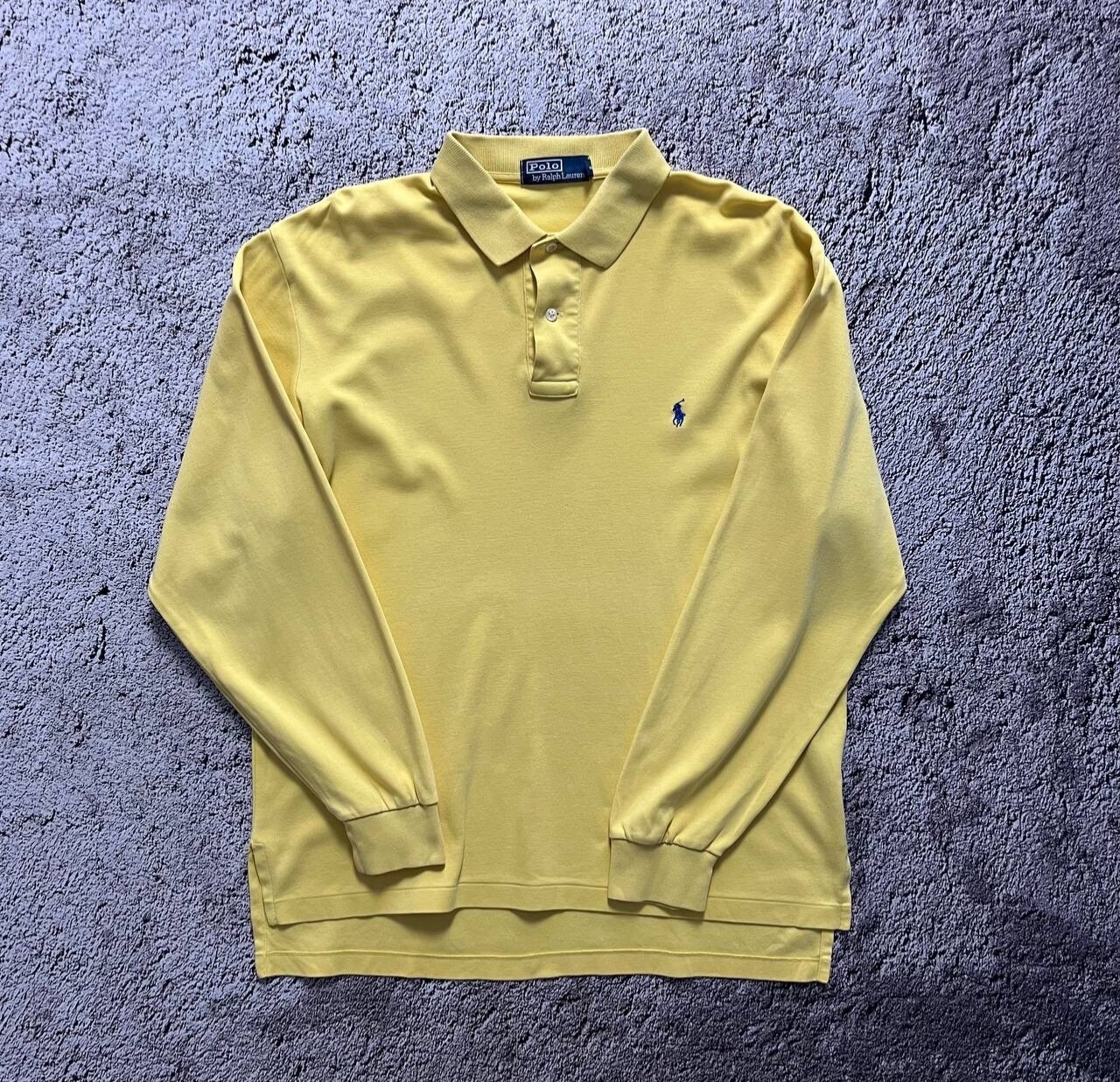 Polo Ralph Lauren Camicia Uomo Grande Giallo Manica Lunga Golf Pony Logo Preppy L