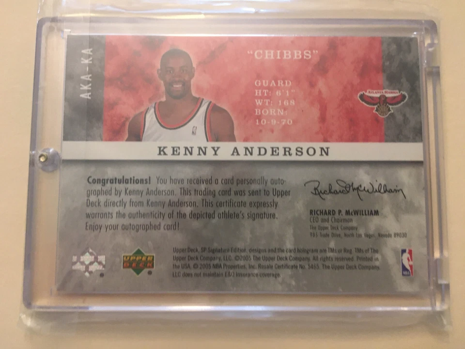 2005 UD AKA Autographs Kenny “Chibbs” Anderson Certified Auto - Image 4 of 4