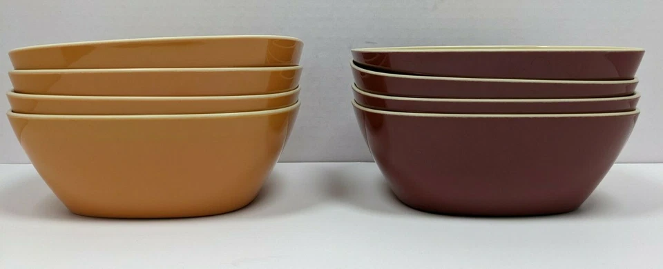 Pier 1 Imports Melamina Rojo Naranja 6.5” Cuencos Juego de 8 Sopa de Cereales Rectangular Foto 2 de 4