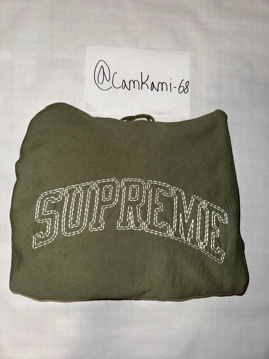 Supreme Big Stitch Hooded Sweatshirt Box Logo Light Olive Medium