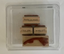 Stampin' up! TRZY MAŁE SŁOWA - podwójnie zamontowany zestaw 8 znaczków - delikatnie używany