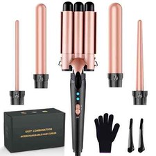 5 in 1 Hair Waver Curling Iron,3 Barrel Hair Crimper with Fast Heating Up