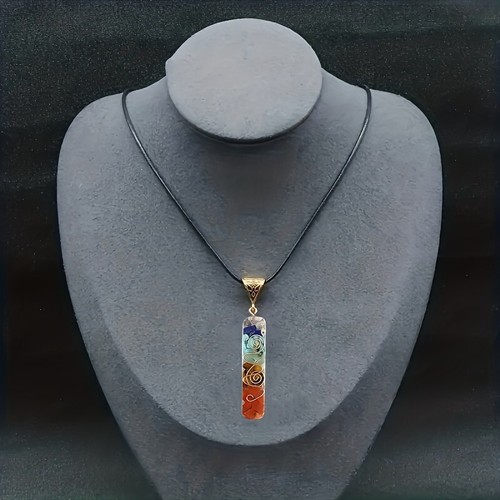 Natural Stone Orgonite Pendant 7 Chakra Healing Energy Reiki Unisex Necklace - Picture 6 of 6