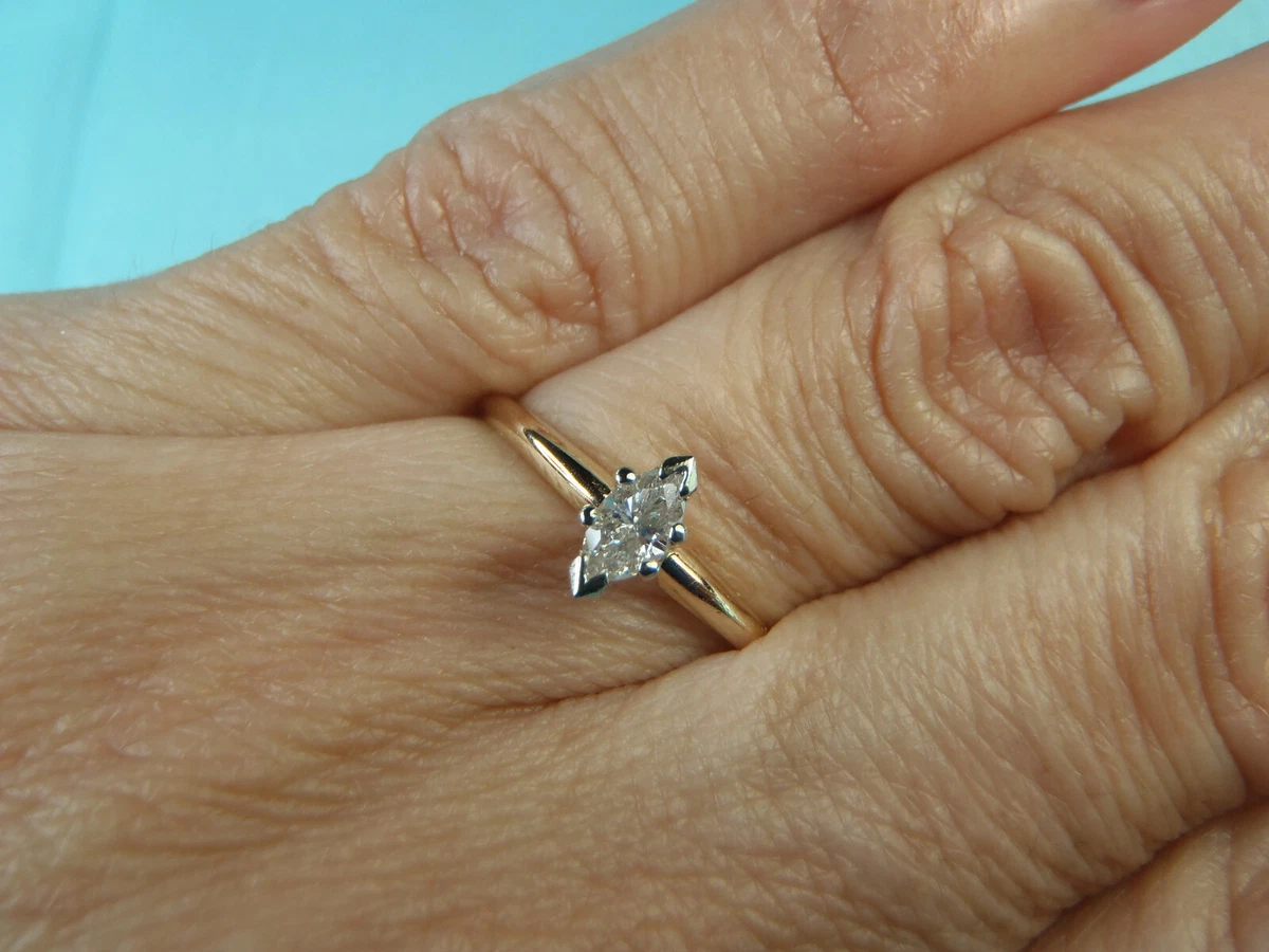 Marquise 1 4 CT. Diamond Solitaire Engagement Ring 14K Yellow Gold