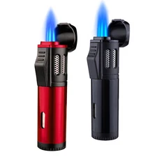 2 Pack Torch Lighter Triple 3 Jet Flame Butane Gas Lighter Refillable Jet Torch