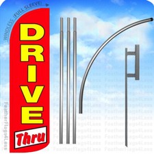 DRIVE THRU - WINDLESS Swooper Flag 15' KIT Feather Banner Sign - rq