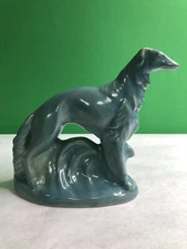ROSEMEADE Pottery Wolfhound Borzoi Dog SCULPTURE FIGURINE BOOKEND Blue