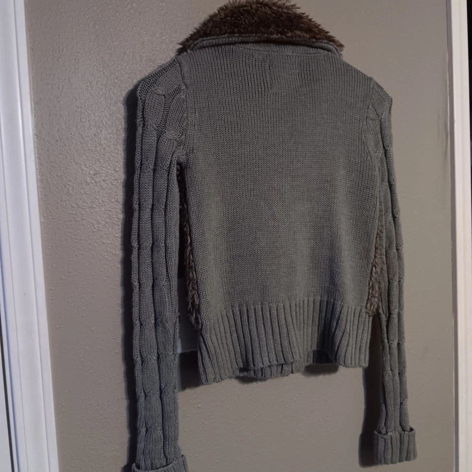 Womens Cavalini Originals Faux Fur Sweater Grey Size Small Winter - Image 2 of 4
