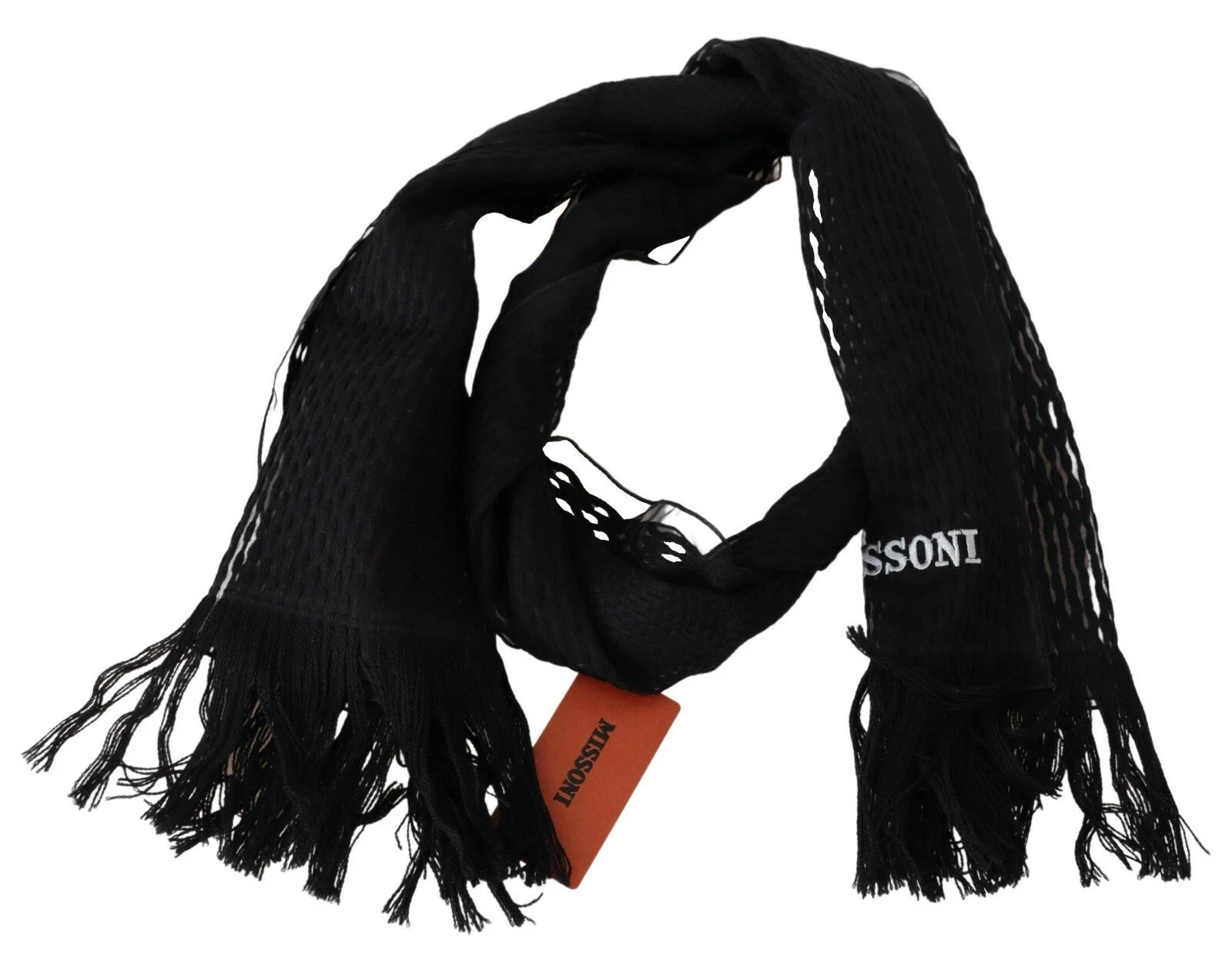 MISSONI Scarf Black Wool Unisex Neck Warmer Wrap Fringes Logo 160cm x 40cm $340
Opens in a new windo