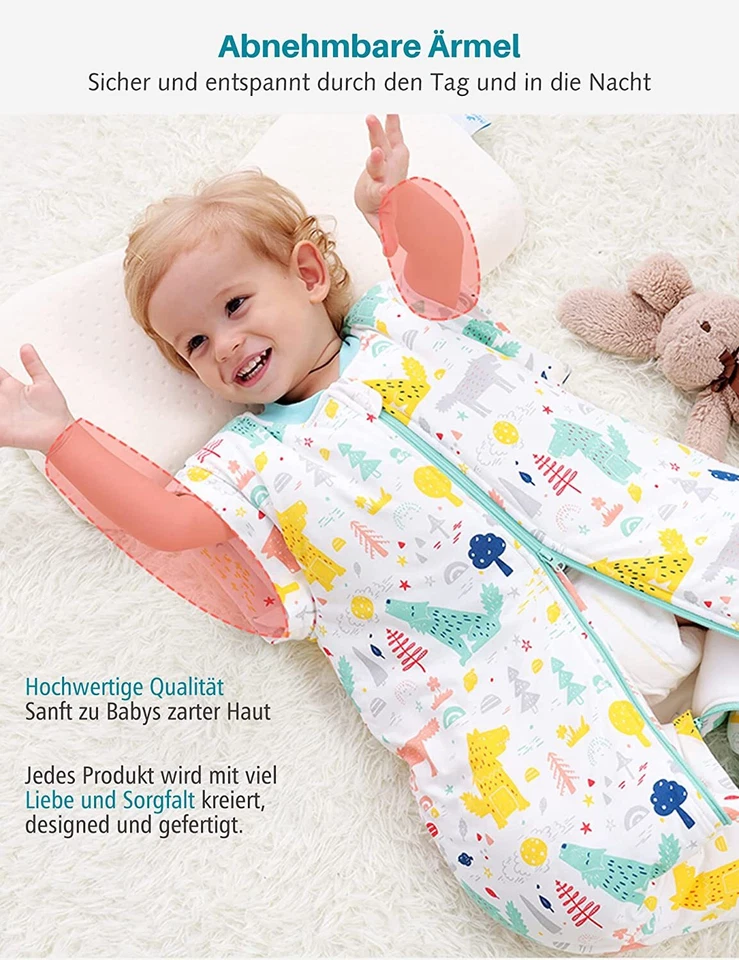 Baby Schlafsack Winter 2,5TOG 100%Baumwolle Mit Füßen Wald Winter Schlafsäcke-DE - Bild 4 von 4
