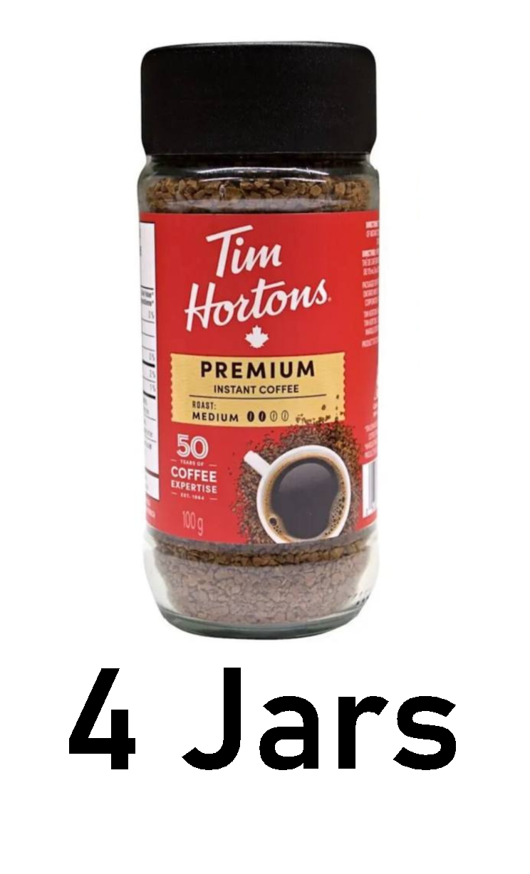 Tim Hortons Premium Instant Coffee Medium 100g/3.5oz Each 4 Jars eBay