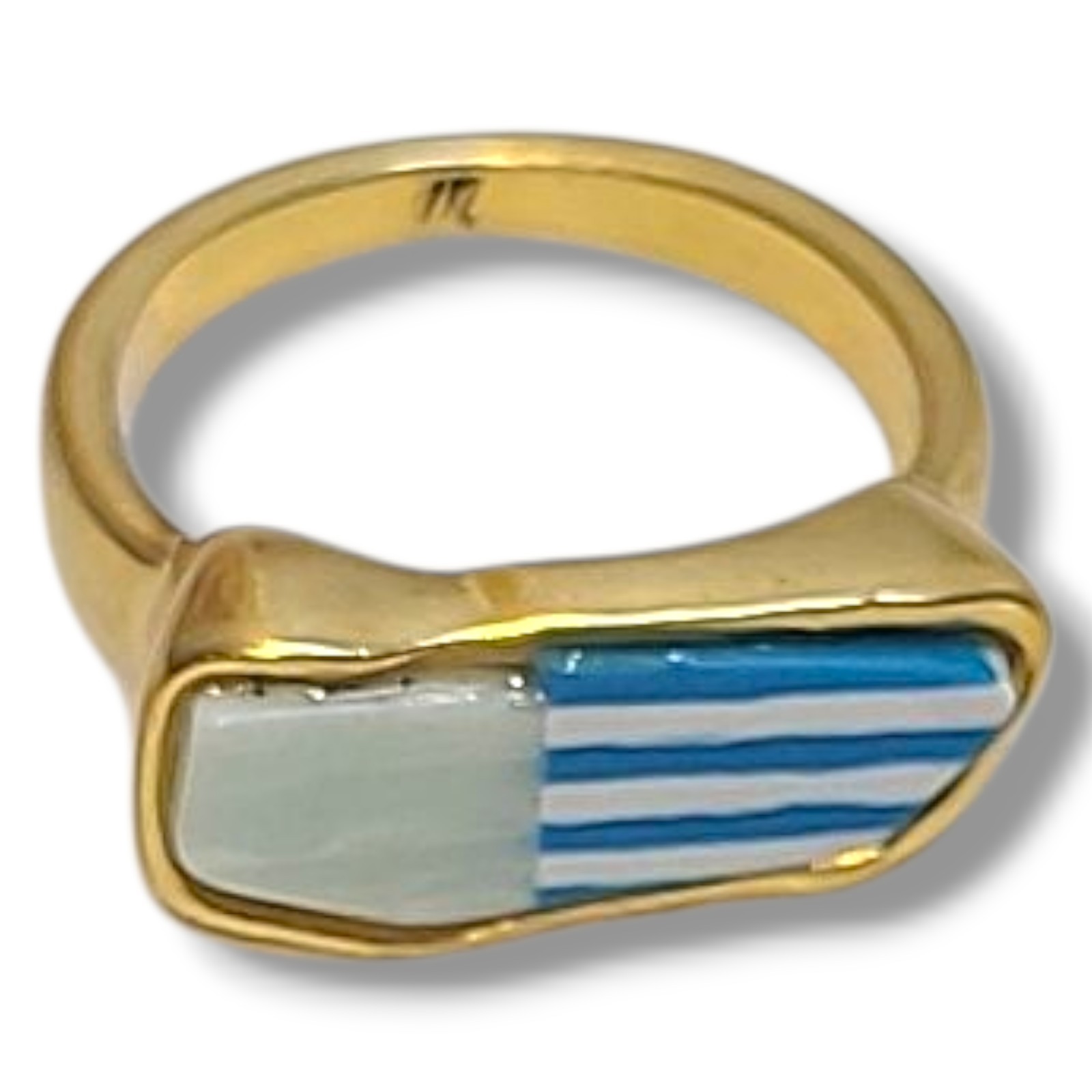 Madewell Patchwork Stone Seaside Blue Cocktail Ri… - image 2