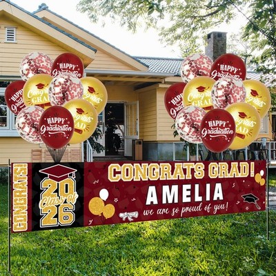 Graduation Party Decorations, Maroon and Gold Personalized Class of 2026 Graduat
