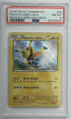 2016 POKEMON XY TRAINER KIT PIKACHU LIBRE HALF DECK #30 PIKACHU LIBRE-HOLO PSA 8
