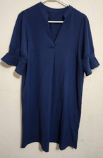 Women's Medium Navy Blue Knee Length Short-Sleeve Dress