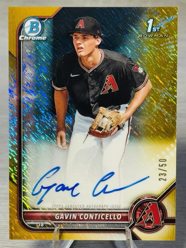 🔥⚾️GAVIN CONTICELLO 2022 Bowman Chrome 1st Gold Shimmer Refractor Auto /50!⚾️🔥