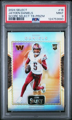 2024 PANINI SELECT SCORE SELECT THROWBACK #16 JAYDEN DANIELS ROOKIE RC PSA 9