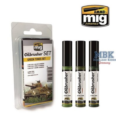 Ammo of MIG AMIG7502 Oilbrusher Green Tones Set