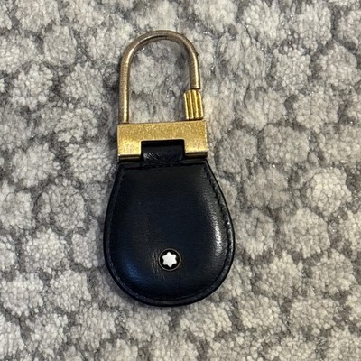 Montblanc Black Leather & Gold Key Chain