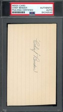 Chief Bender PSA DNA Signed 3x5 Index Card Autograph