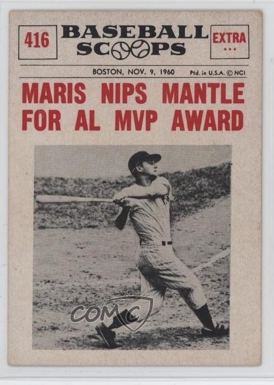 1961 Nu-Cards Baseball Scoops Roger Maris #416 2d4
