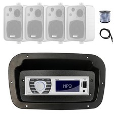 Pyle Marine Radio,Adapter,Spa Bezel, Antenna,Wire, 4x 4" 30 Watt White Speaker
