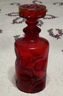 VTG Empoli Glass Decanter Red Orange Thumbprint Dimple Dot Made In Italy 12” — photo 2