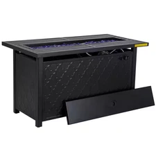 Leather Grain 44.88 In. X 24.8 In. 50,000 BTU Rectangle Metal Gas Fire Pit Table