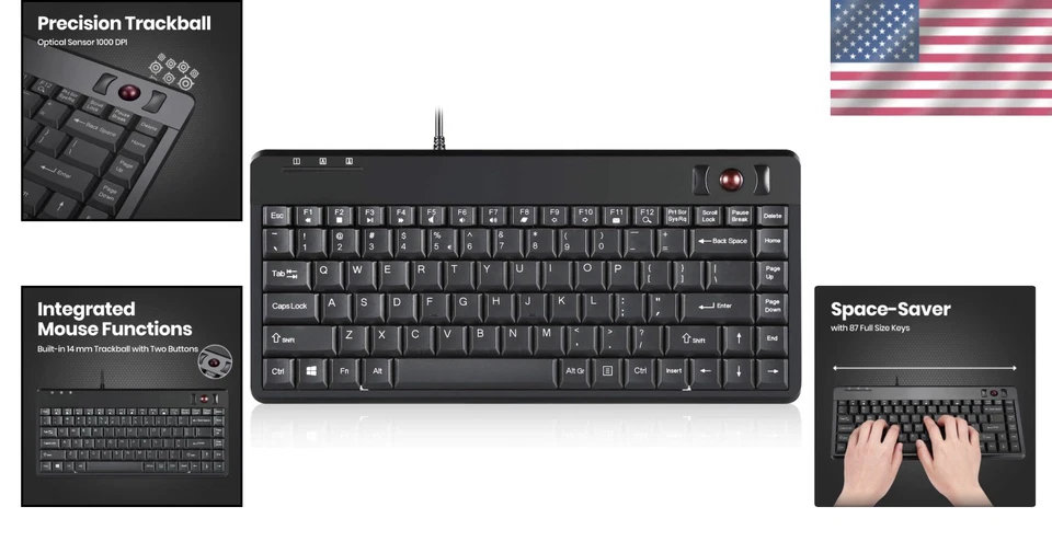 Lightweight Mini Keyboard with Optical Trackball - Ideal for Professionals - Image 2 of 4