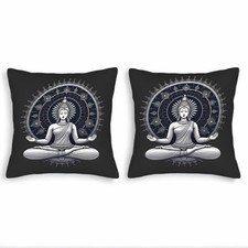 Serene Meditative Pattern Throw Pillow Covers - Set of 2 18x18in