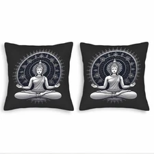 Serene Meditative Pattern Throw Pillow Covers - Set of 2 18x18in 